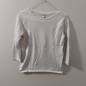 Roz & Ali Cream Lace Sleeve Long Sleeve Top